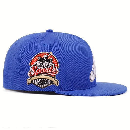 AC Embroidered Snapback Cap for Men & Women - Outdoor Sports Fashion Flat Brim Hat with Side Lettering, Hand Washable Acrylic Knit Fabric - Single Pack - For Sports Enthusiasts & Casual Wear - Perfect Gift for Outdoor Lovers