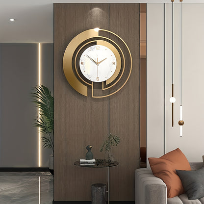 Creative Geometric Metal Wall Clock, Silent Art Decor for Living Room and Bedroom, Battery-Powered, Round Shape, AA Battery Required (Not Included) - Mi-Yi, Wall Clock Living Room
