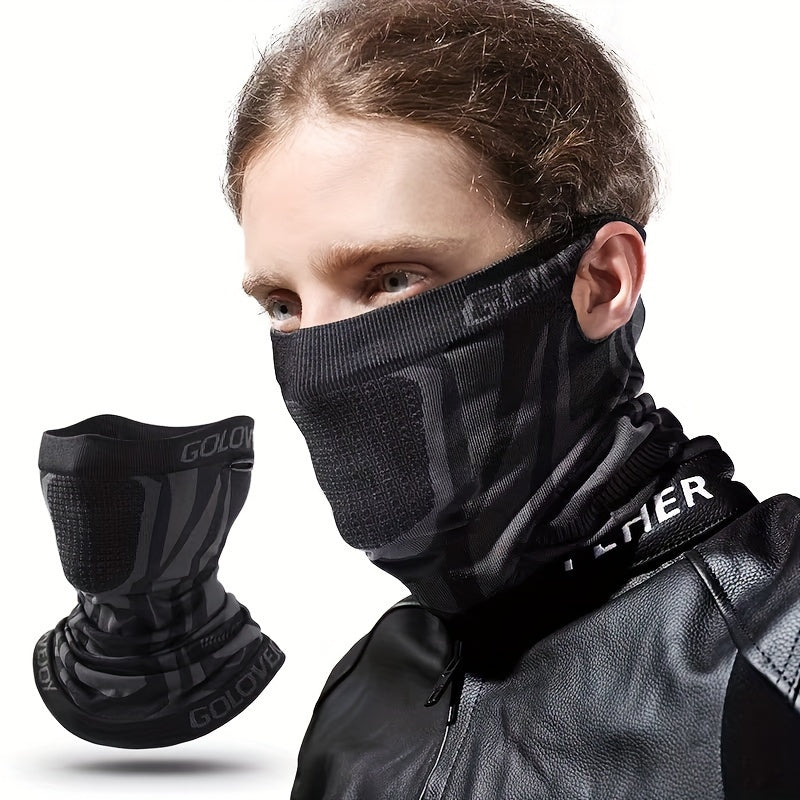 Unisex Face Mask Scarf Neck Gaiter, Breathable Elastic Soft Reusable Half-Face Mask, Black Ear-Loop Knitted Face Cover, Multi-Functional Headwear