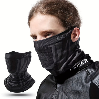 Unisex Face Mask Scarf Neck Gaiter, Breathable Elastic Soft Reusable Half-Face Mask, Black Ear-Loop Knitted Face Cover, Multi-Functional Headwear