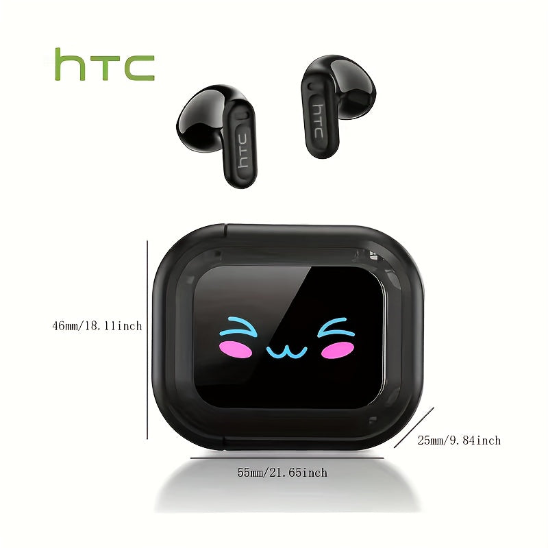 HTC NE20 AI Wireless Translation Earbuds, Supports 134 Languages, HD LED Display & High-Fidelity Sound Quality. Suitable for Office, Exercise, Learning & Voice Calls – Built-in
