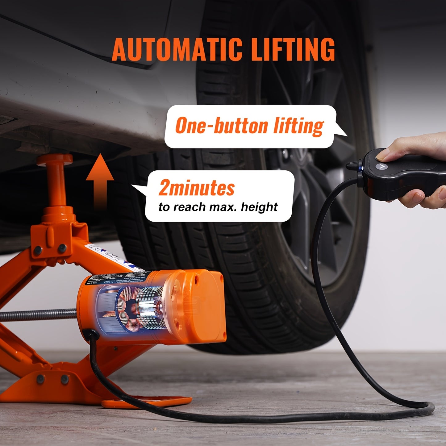 Happybuy Powered Vehicle Lift, 3 Tons/6600 Lbs Scissor Lift with Electric Torque Wrench, 12V Vehicle Lift with Twin Saddles And Remote Operation, Compact Auto Lift for Sedan, Truck Tire Replacement