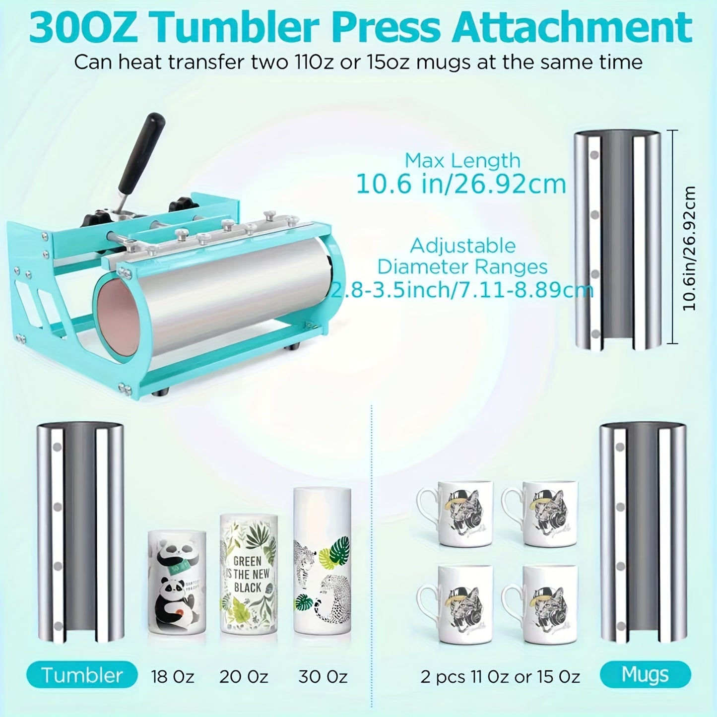 15"x15"/15"x12" - 8in 1/5in 1 Heat Press Combo, Rotatable Design, Multi-Size Transfer Professional Sublimation Kit, Suitable for T-Shirts, Bags, Pillows, Hats, Beanies, Rollers - Three-in-One Automatic Hat Press Only for Hats