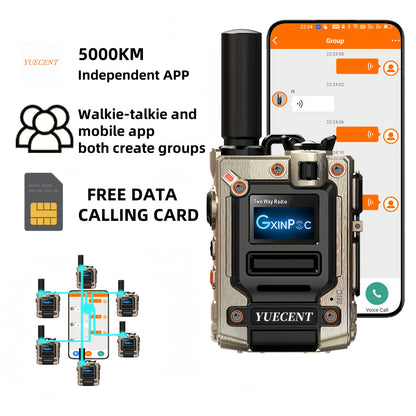 YUECENT Wireless Long-Range Global Walkie-Talkies with SIM Card, 5000km Communication Range, 2-Way Talk, USB Rechargeable, VHF Frequency, Zinc Alloy, Ideal for Outdoor Activities, Outdoor Communication | Modern Walkie Talkie