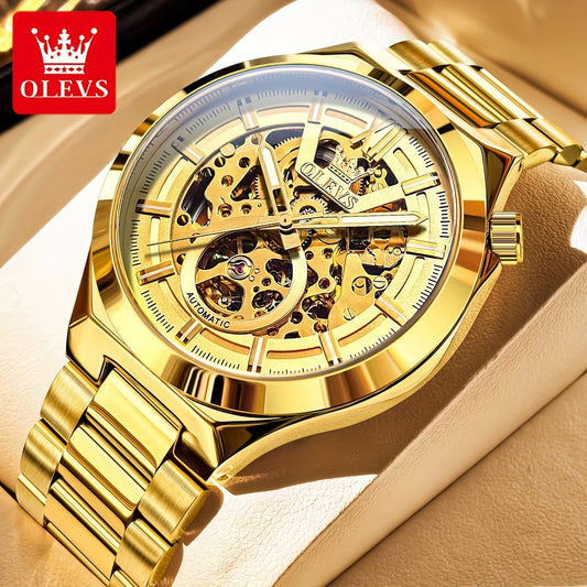 OLVES Stainless Steel Automatic Mechanical Watches For Men Luxury Top Brand Business Fashion Men'S Watches New Trend Classic Original High Quality Best Selling Men'S Wrist Watches, Without Battery