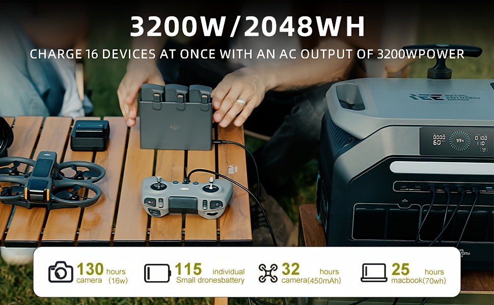 IEE 3200W Portable Power Station P3200 with 4x200W Solar Panel, 2048Wh Solar Generator, 1800W AC Charging, AC Outlets X 4, LiFePO4 Battery Power Station for Home Backup, Camping, RV, Emergency Plus Bonus 30W solar panel, Port