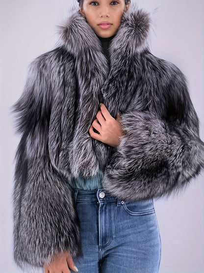Women's Elegant Long Sleeve Faux Casual Coat, Autumn Winter Christmas Fashion Style