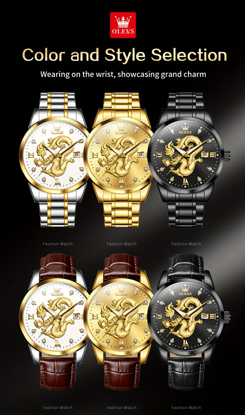 OLEVS New Luxury Business Luminous Quartz Stainless Steel Watches for Men Original Top Brand Fashion Men'S Wrist Watches Golden Trend High Quality Best Selling Men'S Watches, Fashion Watches for Men, Mechanical Watches for Me