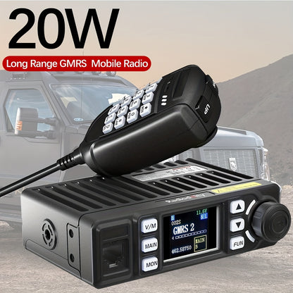 ABBREE 20W GMRS Mobile Radio for Car - Long Range Two Way Radio with Cigarette Lighter Plug, 500 Channels, VOX, Display Sync, UHF Frequency for Off-Road Overlanding 4x4 Vehicles, Vehicle Communication Device | Rugged Design |