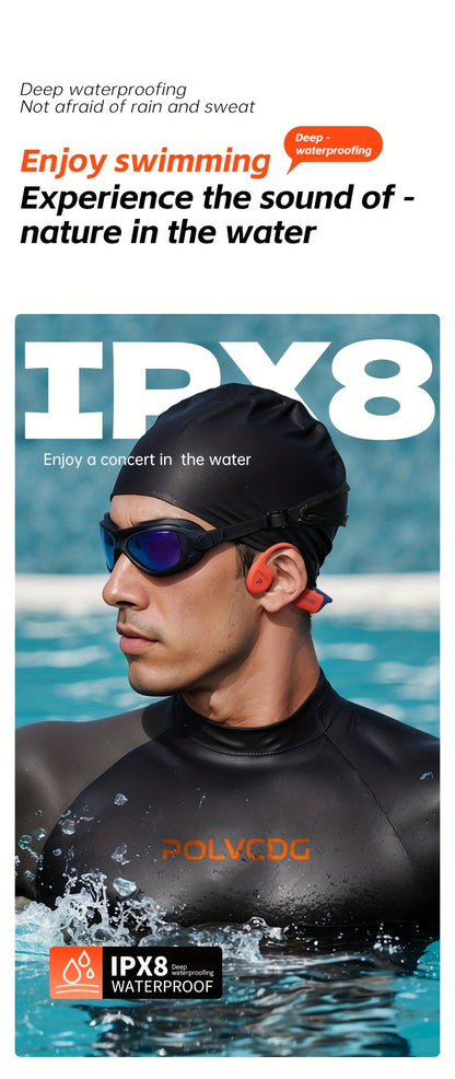 POLVCDG Audio new upgrade sound sense 2.0 X16 wireless bone conduction headset, professional sweat and, clear talk with microphone, magnetic charging port long life, large memory wireless/MP3 dual-mode one-click switch, suita