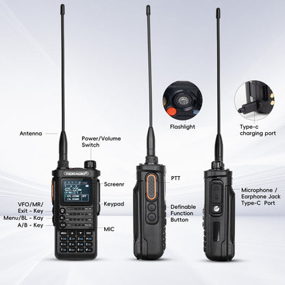 TIDRADIO TD-H8 2nd Gen 10W High-Power Handheld Two-Way Radio - 2500mAh Long-Lasting Battery, UHF Frequency 136-174MHz, 5000 Channels with Repeater List, FM Radio & Compatible, -Powered for Ham/GMRS/Radio Use, Durable Walkie T
