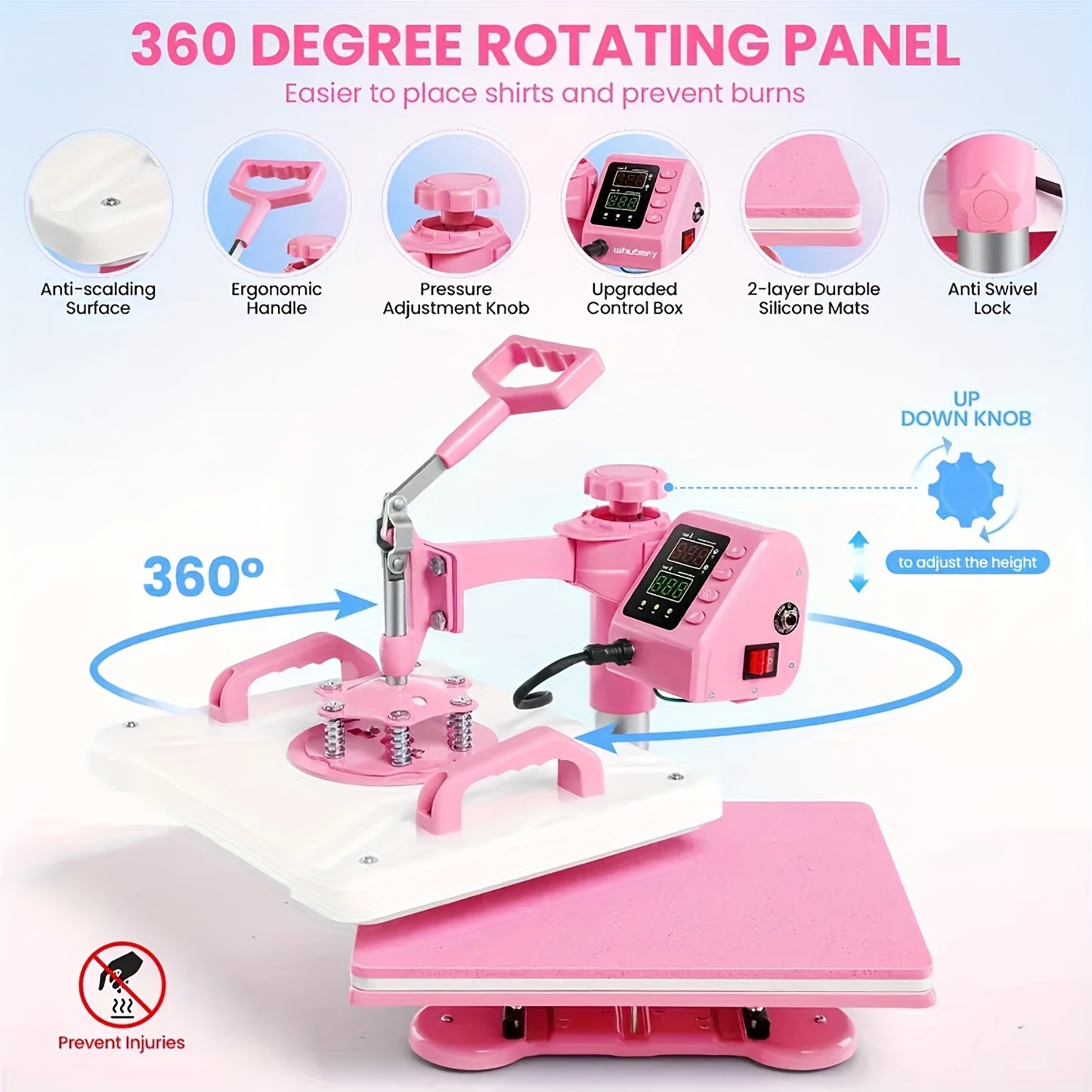 15"x15"/15"x12" - 8in 1/5in 1 Heat Press Combo, Rotatable Design, Multi-Size Transfer Professional Sublimation Kit, Suitable for T-Shirts, Bags, Pillows, Hats, Beanies, Rollers - Three-in-One Automatic Hat Press Only for Hats