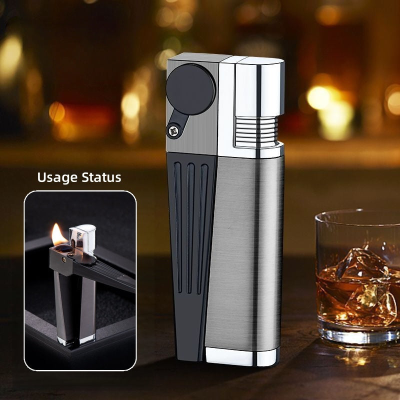 Buy One Get Four Free: 4-pack: 2-in-1 Retro Folding Pipe Lighter, Metal Portable Soft Flame Inflatable Lighter, One-piece Oblique Spray Butane Gas Lighter, Adjustable Flame, Gift for Boyfriend (excluding Butane Gas)