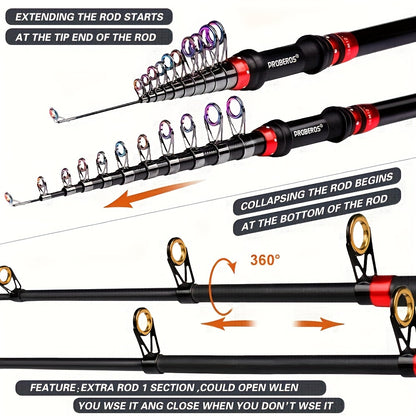 Ultralight Carbon Fishing Rod Set with Spinning Wheel and Long Cast Capability - Complete Tackle Package for Sea Fishing