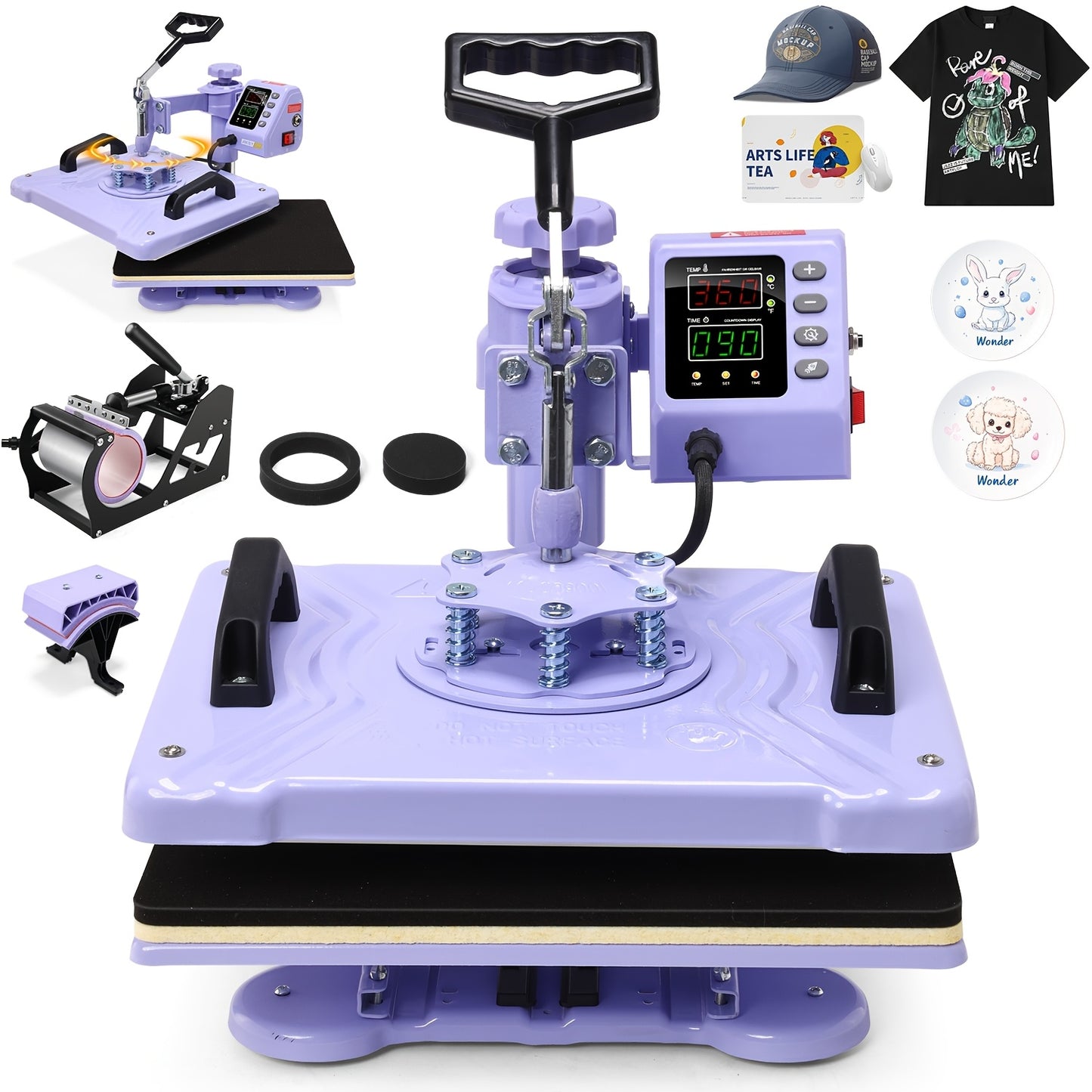5in 1/8in 1 Hot Press, 15 "x12" T-shirt Press, 360-degree Rotation, Multi-functional Sublimation Hot Press, for T-shirts/cups/LIDS/plates/DIY, Drinkware Personalization, Multi-Surface Printing, Rotary Transfer Press, Multi-Fu