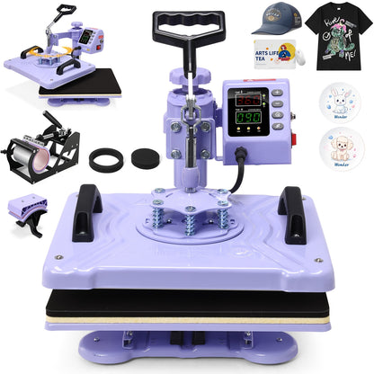 5in 1/8in 1 Hot Press, 15 "x12" T-shirt Press, 360-degree Rotation, Multi-functional Sublimation Hot Press, for T-shirts/cups/LIDS/plates/DIY, Drinkware Personalization, Multi-Surface Printing, Rotary Transfer Press, Multi-Fu