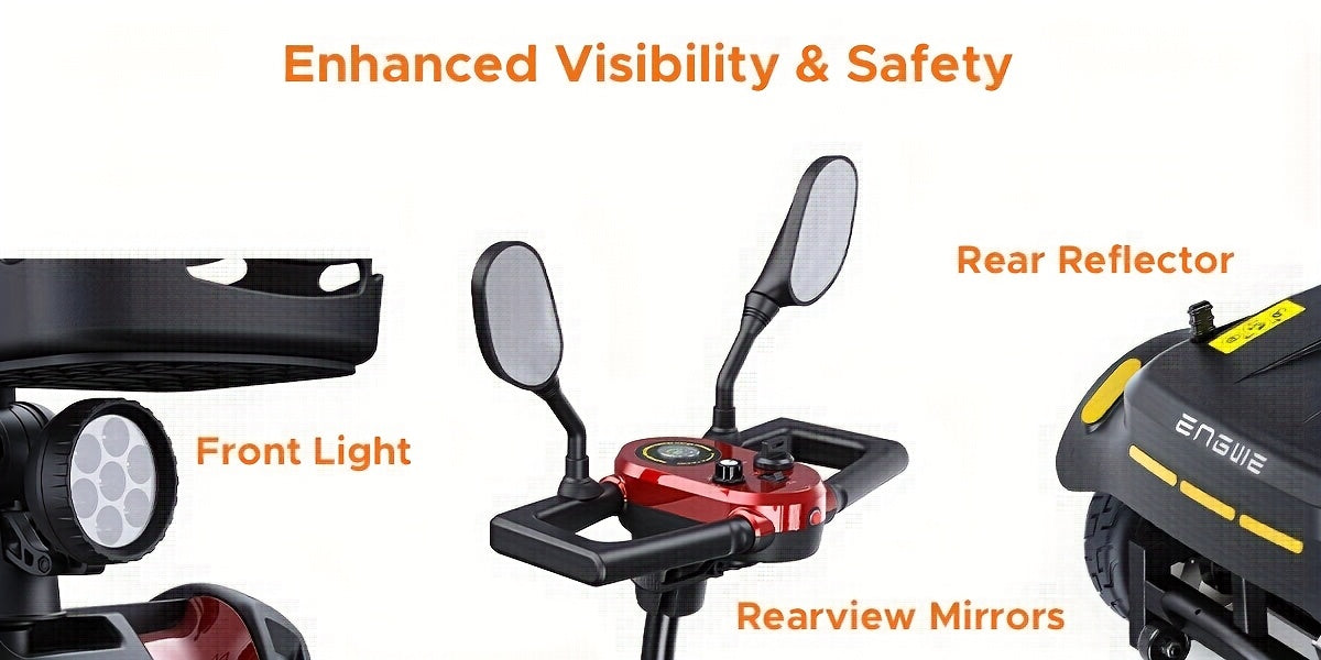 New 4-Wheel Mobility Scooter, 250W Motor, 5.6MPH Speed, 24V 12AH Battery, Solid 8"x3" Tires, Rearview Mirrors, Dual Baskets, Foldable & Adjustable Design, Easy To Control, Ideal For Daily Use And Outdoor Adventures, Red