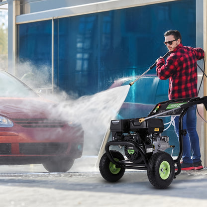 4200PSI 4.0GPM Heavy-Duty Gas-Powered High-Pressure Washer with 196CC Engine, 25ft Hose & 5 Nozzles - Commercial/Residential Portable Pressure Washing Machine for Driveways, Vehicles, Patio, Garden, Yard - EPA/CARB/, No Batte
