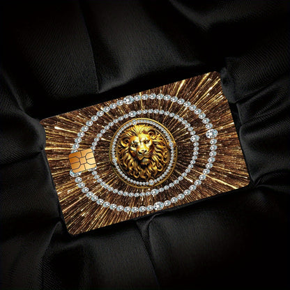 Luxurious Golden Lion Head Pattern Stickers, Including 4 Unique Designs, Durable Privacy Stickers Made of PVC Material, Suitable for Credit Cards, Transit Passes, Debit Cards, Keys, and More Uses, Protects Bank Cards, Perfect