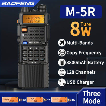 BAOFENG 8W Max Power Ham Radio Long Range Dual Band VHF UHF Handheld High Power 3800Mah Rechargeable Walkie Talkies Handheld Two Way Radio with High Gain Long Antenna, Programming Cable, Speaker Mic And Earpiece Full Kit, 2Pa