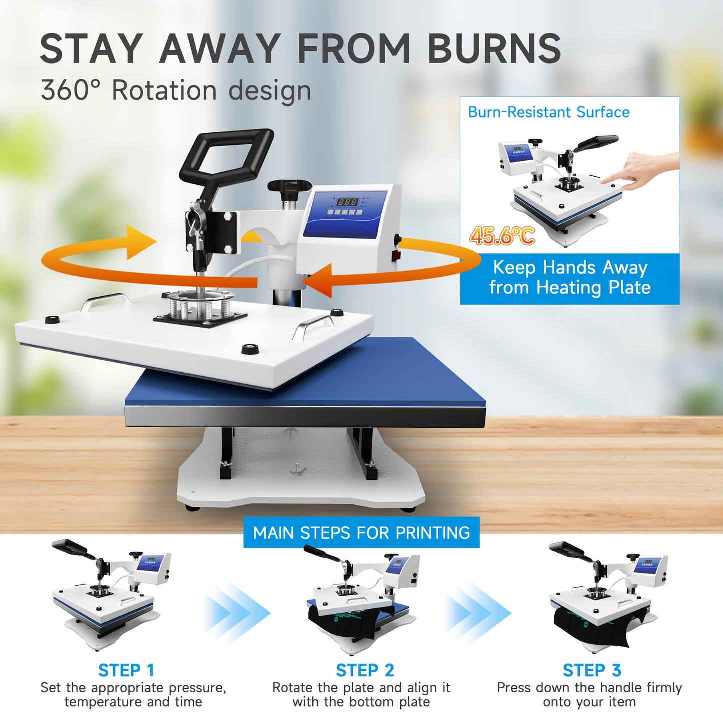 6 In 1 Heat Press Machine 11.5x15 Inch 360 Degree Rotating T-Shirt Press Machine - Heat Transfer Machine For T-Shirts, Mugs, Hats, Plates