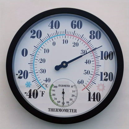 1pc 25cm Dual-Panel Thermometer with Black Frame - Accurate Temperature & Humidity Measurement, Stylish American Design, Durable Acrylic, Ideal for Home, Office, and Indoor Use, Office Decor | Modern Wall Clock | Durable Acry