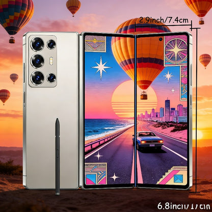 2026 New S25 Intelligent Android Phone | 6.8-inch/3.5-inch, 5G Unlocked Large Screen, Dual 13MP+48MP Camera, USB Type-C Charging, Dual SIM Slots, Includes Stylus, Headphones, Data Cable, Phone Case, Screen Protector | Ideal f