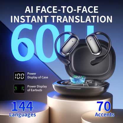 AITruly Open AI Wireless Earphones (Bluetooth 5.4 TWS) Experience 360° Ambient Awareness & All-day Comfort. AI Translation: Real-time 144 Languages/70 Accents. Secure Open-ear Fit for Travel/fitness. Advanced ENC Delivers Cr