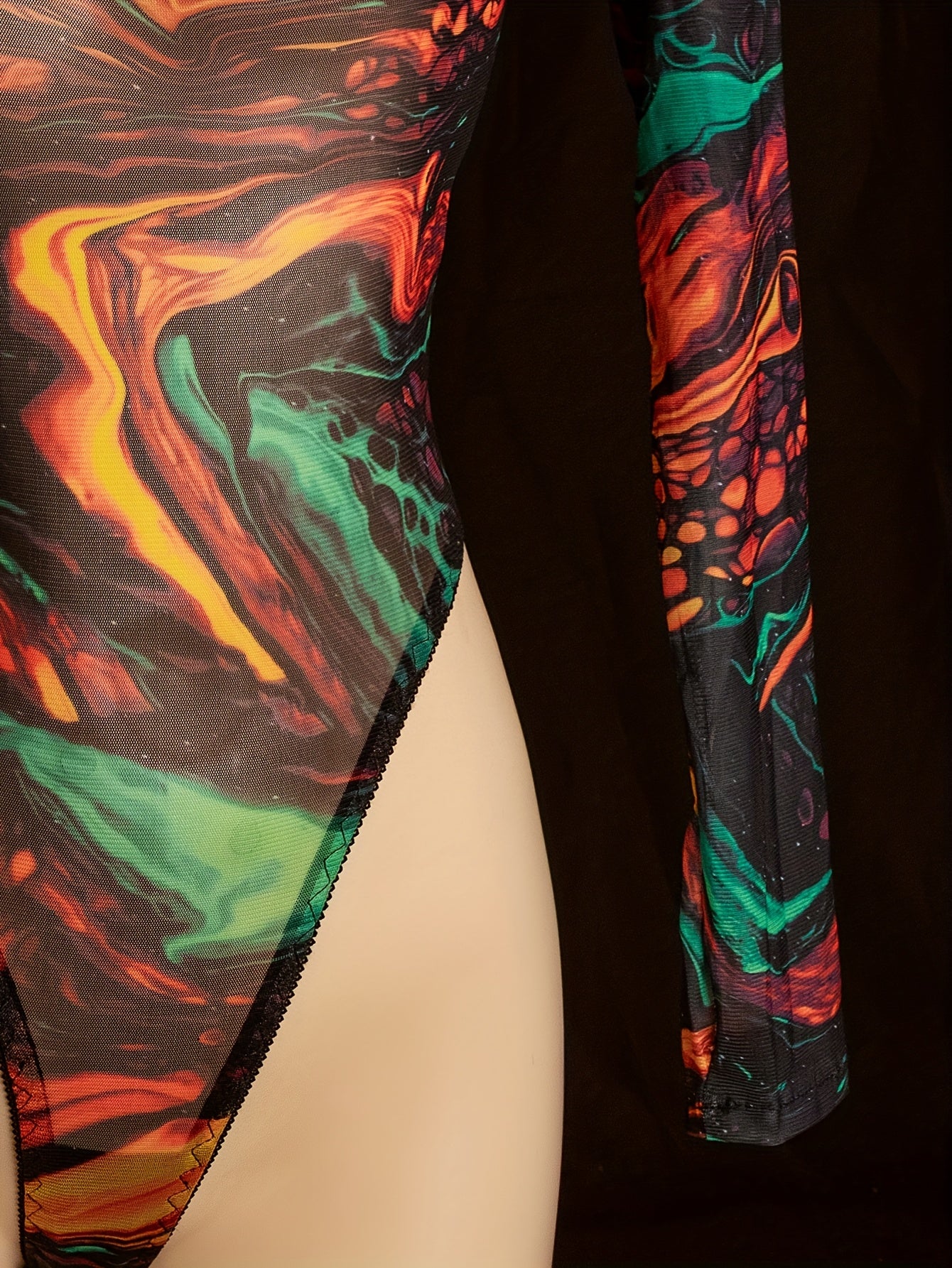 Sexy Women'S Lingerie Onesie - Long Sleeve Full-Body Coverage Bodysuit with High-Low Neckline, Vibrant Multicolor (Green/Orange/Red/Black/Pink/Blue/Purple) - Soft Comfortable Fabric for Adults, Sensual Clothing & Themed Event