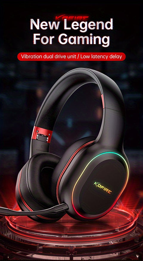 [Wireless Gaming Headset] UG-05 2.4GHz Wireless Gaming Headset | Ultra-Low Latency Technology + Immersive Vibration Feedback | 30H Battery Life Over-Ear Design | Detachable Microphone + High-Speed Wireless Adapter | Dynamic R