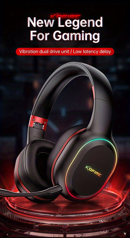 [Wireless Gaming Headset] UG-05 2.4GHz Wireless Gaming Headset | Ultra-Low Latency Technology + Immersive Vibration Feedback | 30H Battery Life Over-Ear Design | Detachable Microphone + High-Speed Wireless Adapter | Dynamic R