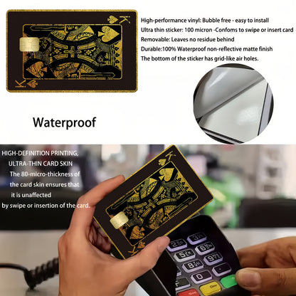 Ace of Spades Poker Pattern Credit Card Beige Cover, Waterproof Sticker, Ultra-Thin, High-Quality, Scratch-Resistant, Suitable for Credit Cards, Bank Cards, Bus Cards, Removable Self-Adhesive for Most Cards, Ideal Gift for Fr