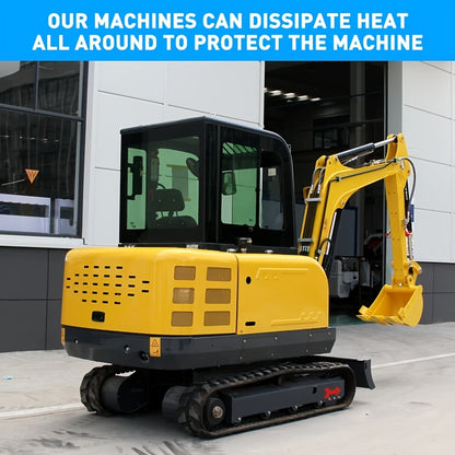 Heavy-Duty 3.5 Ton Mini Excavator with 25 HP Kubota Diesel Engine - Hydraulic Crawler Digger, Pilot Controls, Telescopic Boom & Side Swing, Air Conditioned Cab, Thumb Clamp - Professional Construction, Farm, Landscaping, Digg