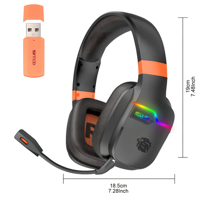 Colusi Gaming Headset with Detachable Mic, 2.4G Wireless USB Gamer Headphones with Mic for PS4PS5/Laptop/PC/Mac, Bass Surround, Suitable for Travel, Work, E-Sports Games, Music Various Scenarios, Work Headphones, Gaming Headp