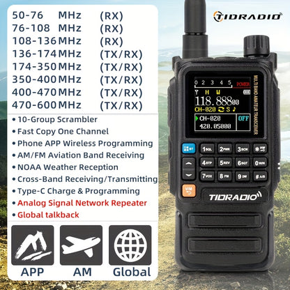 TIDRADIO H3 PLUS | Ham Radio Multi-Band Two-Way Radios with AM/FM & Wireless Headset Compatibility | 5000km Long Range Walkie Talkies for Camping & Emergency, Longrange Radios, Outdoor Communication, Portable Radio, Handheld