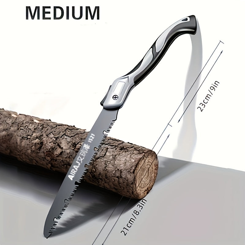 [1pc AIRAJ Steel Folding Saw] AIRAJ 1pc Industrial Grade Steel Folding Saw | Manual Cutting Tool with Anti-Slip Durable Handle, Three Specifications Available for Outdoor Use, Without Battery