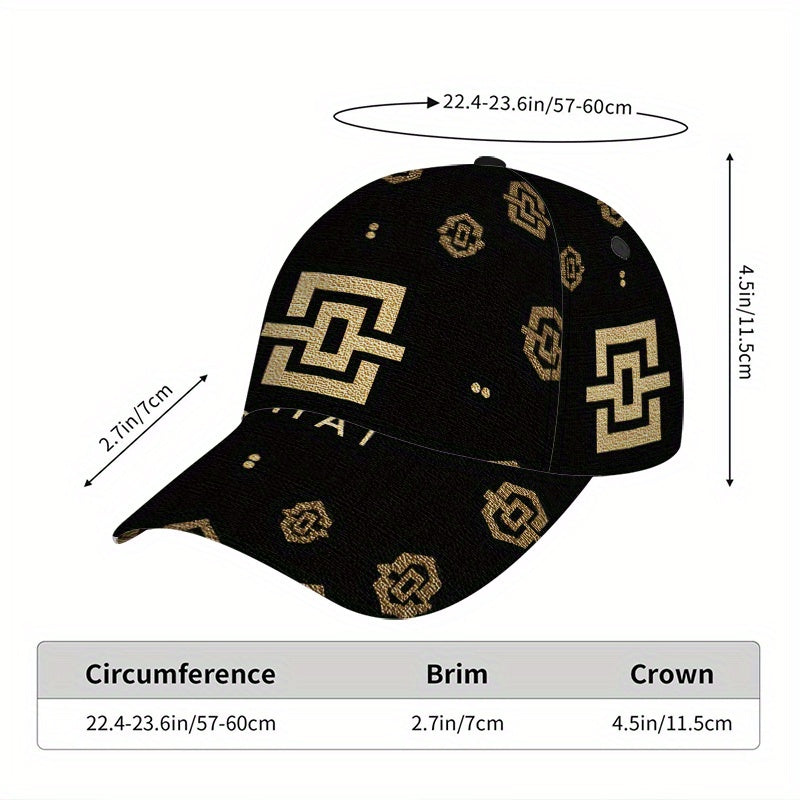 1pc 2D Thanksgiving Elegant Golden Pattern Print Baseball Cap - Full-Body Polyester Hat with Bold Vibrant Design, Ideal for Streetwear, Sports & Outdoor Running., Casual Wear, Streetwear Fashion, Trendy Headwear, Durable Fabr