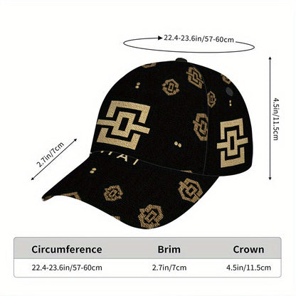 1pc 2D Thanksgiving Elegant Golden Pattern Print Baseball Cap - Full-Body Polyester Hat with Bold Vibrant Design, Ideal for Streetwear, Sports & Outdoor Running., Casual Wear, Streetwear Fashion, Trendy Headwear, Durable Fabr
