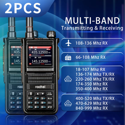 Radtel RT-470X JC-8810 Tri-Band Radio Walkie Talkies 256CH Aviation Air Band Two Way Radio NOAA Marine Long Range Handheld Transceiver USB-C, Wireless Copy Frequency