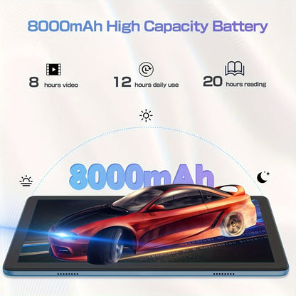 PRITOM Tablet 10.1-inch Android 14 operating system Tableta, 2-in-1 tablet with keyboard, mouse, protective case, stylus, 128GB ROM+(4GB+4GB expansion) RAM, 8MP dual camera, 8-core processor, 8000mAh battery, 1280 * 800IPS hi