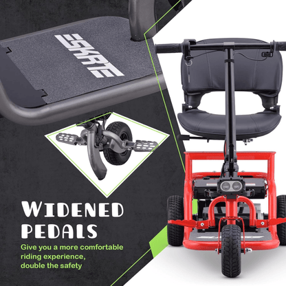 New Arrival- Portable 3-Wheel Electric Mobility Scooter | Lightweight & Foldable | 300lb Capacity | LED Lights | Rotatable Seat | Perfect for Seniors & Adults | Black/Red