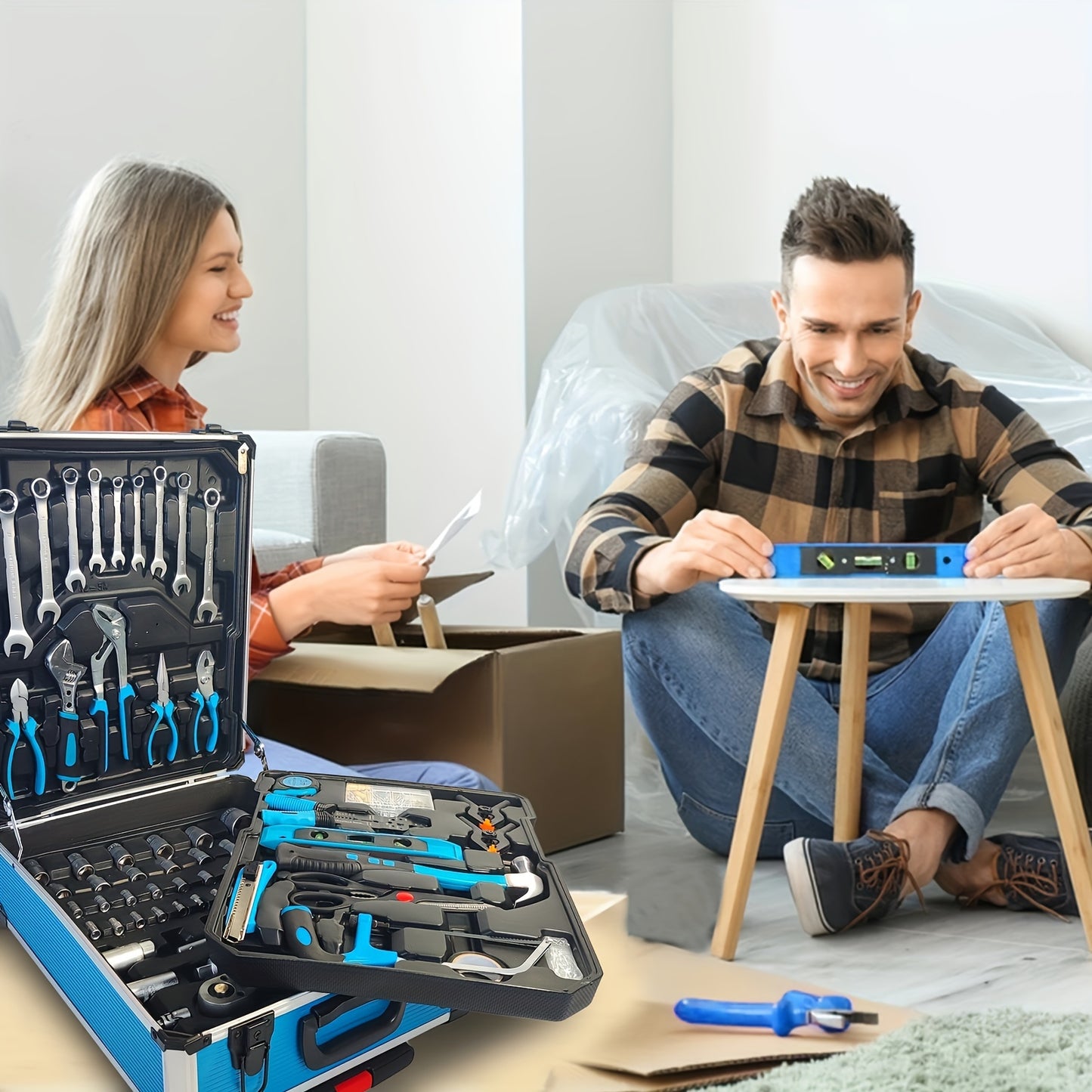 799pcs Men's Tool Set with Rolling Box, Complete Household Tool Kit in Aluminum Trolley Case, Ideal Father's Day Gift, Tool Box, Tool Set, valentines day gift