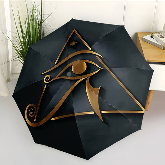 Automatic Folding Umbrella Golden Eye of Horus design. Portable collapsible design, casual outdoor accessory, for all seasons, Christmas birthday festival gift