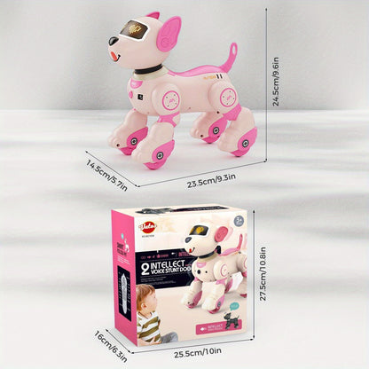 VATOS Interactive Robot Dog Toy with Voice Control & Remote, Smart Robotic Puppy with Touch Sensors, 20+ Responses, Programmable Moves, USB- Interactive Learning Toy with Expressive Eyes & Bark, for Boys & Girls Ages 3+ (Pink