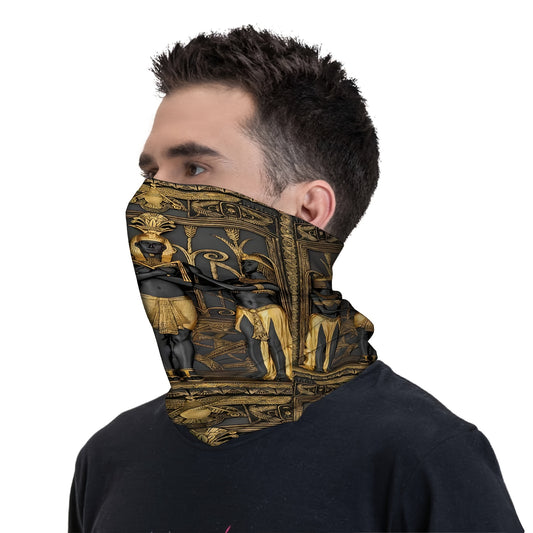 Egyptian Hieroglyphics Print Scarf & Mask - Ancient Egyptian Gods & Pharaohs Design, Breathable All-Over Print, Unisex Neck & Head Wrap for Men & Women, Machine Washable, Themed Parties, History Buffs, Cultural Gift (Anubis,