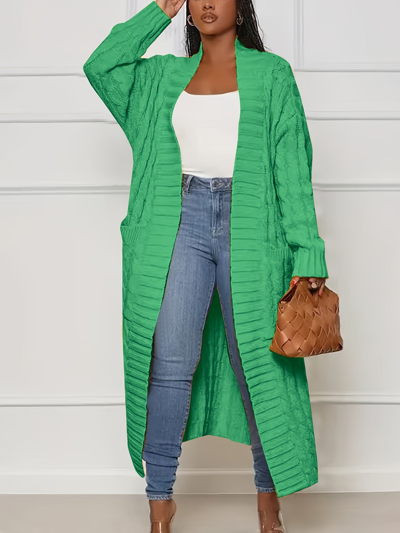 [Cardigan Sweater] Plus Size - Plus Size Cardigan Sweater A23A062