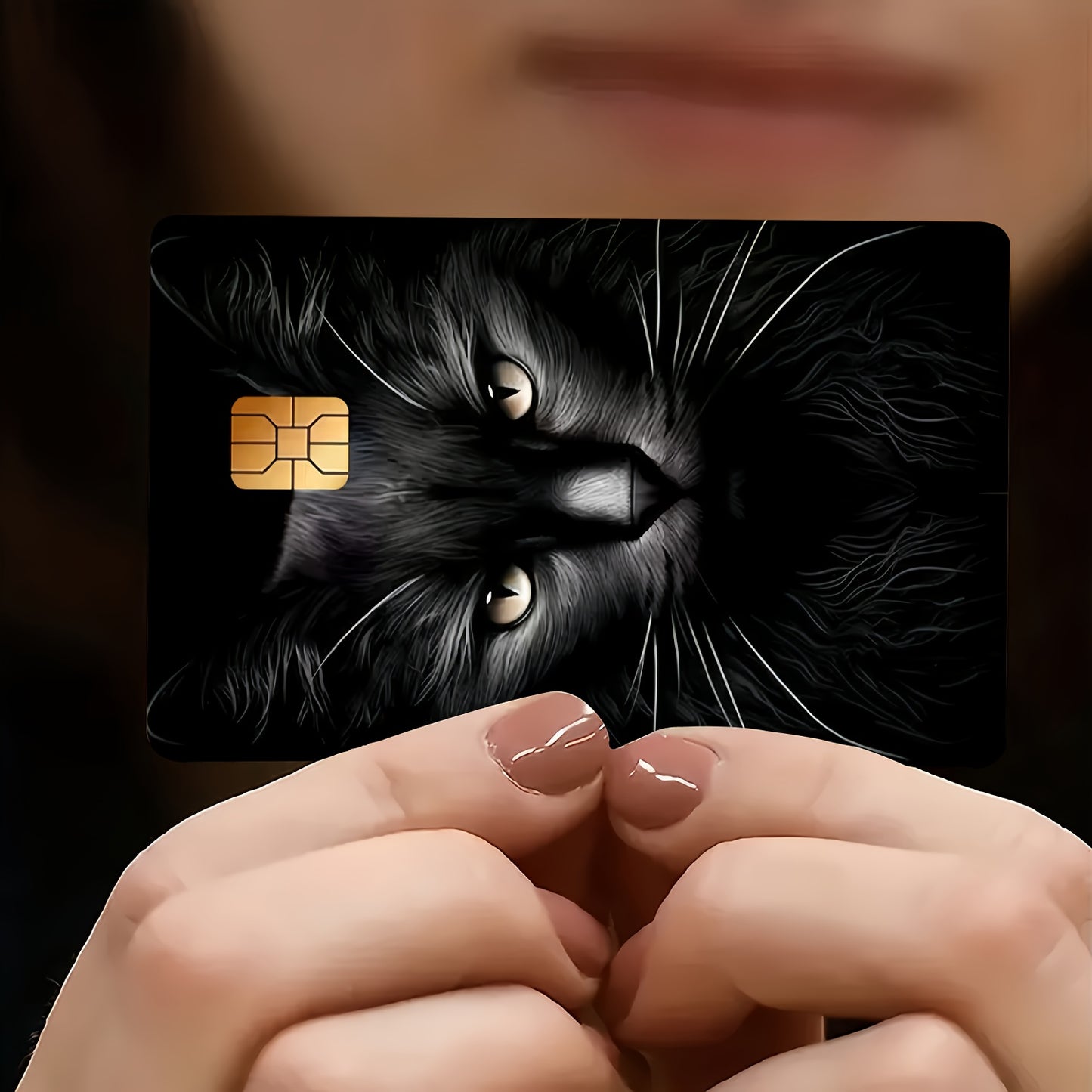 Angry Cat Pattern Waterproof Sticker Credit Card Beige Cover, Ultra-Thin, High-Quality, Scratch-Resistant, Suitable for Credit Cards, Bank Cards, Bus Cards, Removable Self-Adhesive for Most Cards, Ideal Gift for Friends, Deco