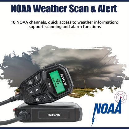 Retevis RA86 GMRS Mobile Radio with Antenna, NOAA Weather Alert, Repeater Channels, Dual Speaker, Off-Road Overlanding for JEEP Tractor Gear, Long Range Two-Way Radio with Integrated Microphone, Emergency Communication, Rugge