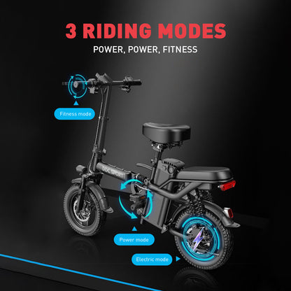 M1 Electric Bike For Adults,32 Miles Range,700W peak motor,20MPH Speed, 48V 20Ah Removable Battery, Dual Disc Brakes, Front And Rear Suspension & Commuter EBike, 14'' all-purpose tire, LCD Mileage Display