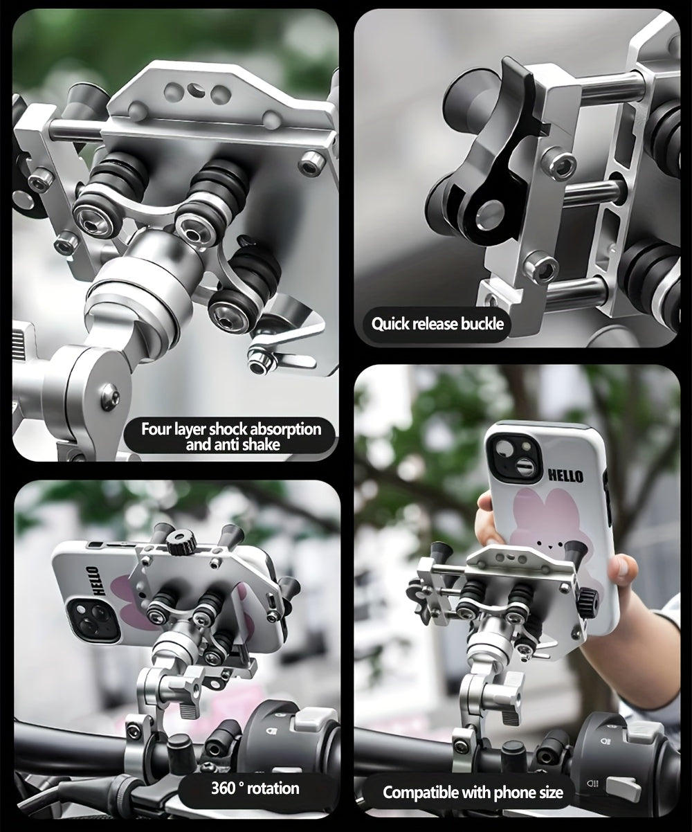 [Riding Phone Bracket] Outdoor Riding Bracket, Motorcycle Mobile Phone Navigation Bracket, Can Rotate 360°, Shock Absorption And Anti Shake, Electric Bicycle Takeaway Bracket, Car Delivery Knight Special Fixed Bracket, Multi
